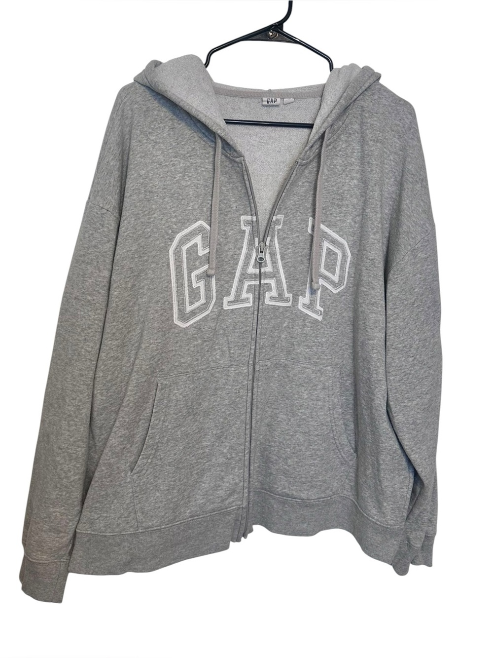 Gap Logo Relaxed Fit Zip Up Hoodie Gray Size XL